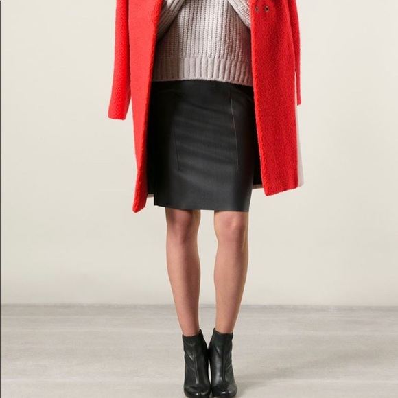CEDRIC CHARLIER Faux Leather Pencil Skirt Black Size 8 - Picture 3 of 12